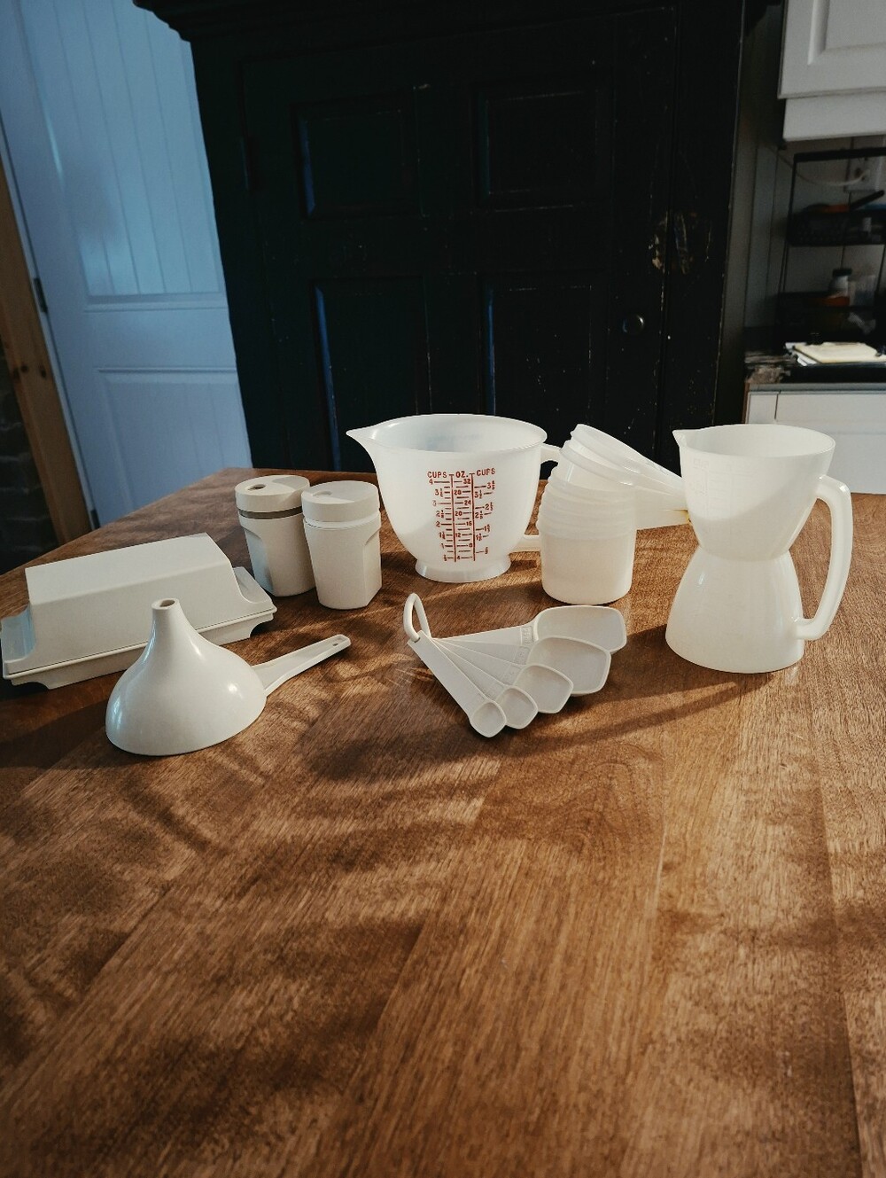 Vintage Tupperware Lot Measuring Cup Spoon Butter Shaker And More